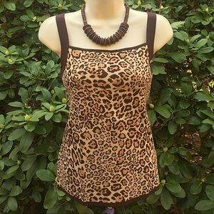 Cheetah-print knit tank top